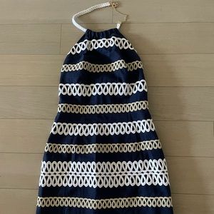 Lilly Pulitzer Navy Blue Nautical Rope Halter Dress with Gold & Wt Detail